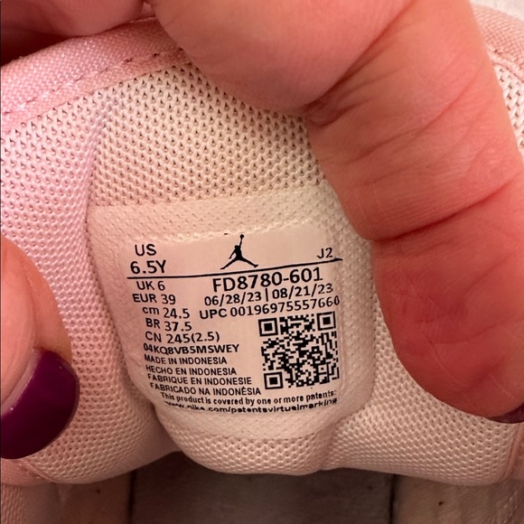 Nike Air Jordan Sneakers 1 Mid GS Pink Wash/Violet Frost/White Size 6.5 - Picture 8 of 11